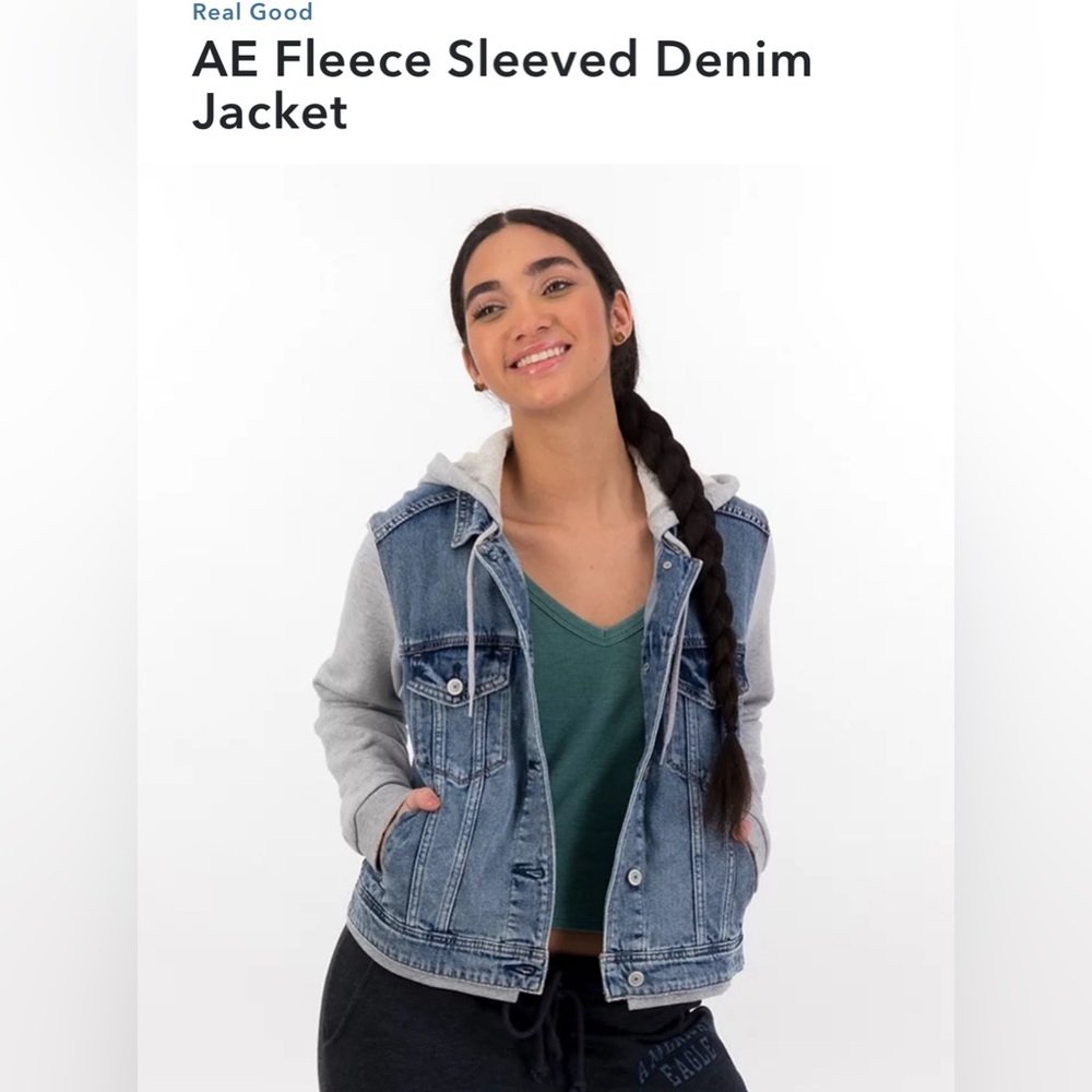 American Eagle fleece sleeved denim jacket
